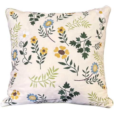 Farmhouse Decorative Throw Pillows, Spring Flower Sofa Decorative Pillows, Embroider Flower Cotton Pillow Covers, Flower Decorative Throw Pillows for Couch-Silvia Home Craft