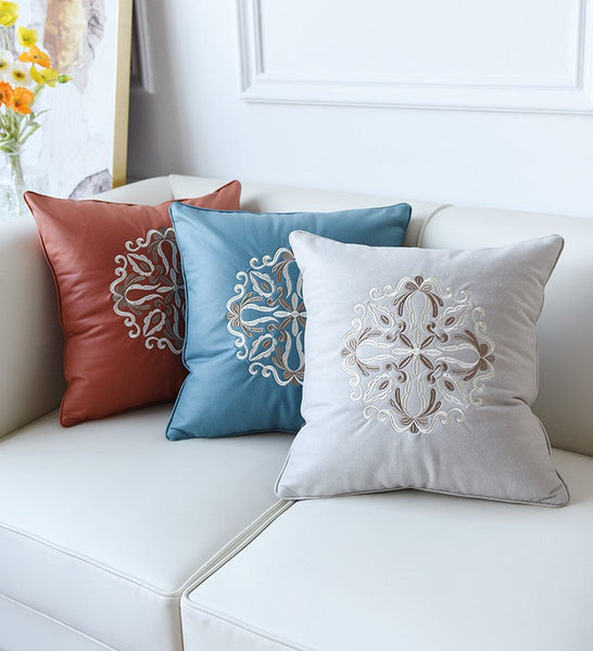 Modern Sofa Pillows, Flower Pattern Decorative Throw Pillows, Contemporary Throw Pillows, Large Decorative Pillows for Living Room-Silvia Home Craft