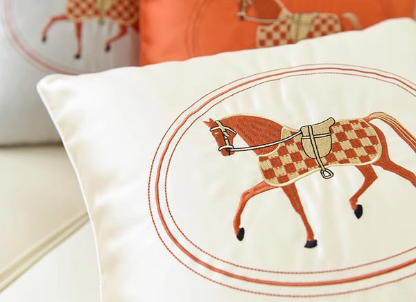 Decorative Throw Pillows for Couch, Modern Sofa Decorative Pillows, Embroider Horse Pillow Covers, Horse Modern Decorative Throw Pillows-Silvia Home Craft