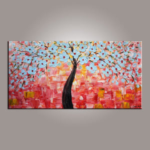 Flower Art, Abstract Art Painting, Tree Painting, Painting on Sale, Canvas Wall Art, Bedroom Wall Art, Canvas Art, Modern Art, Contemporary Art-Silvia Home Craft