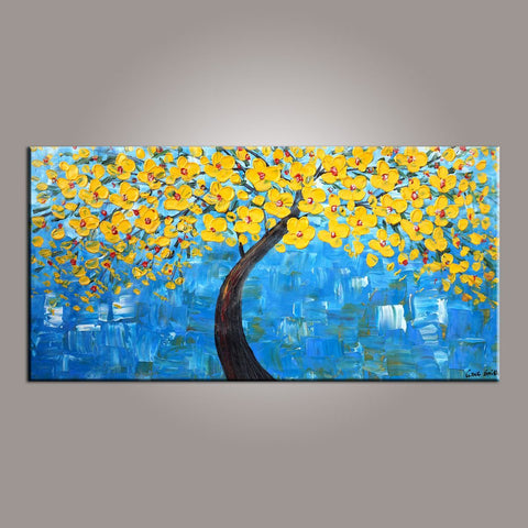 Tree Painting, Painting on Sale, Flower Art, Abstract Art Painting, Canvas Wall Art, Bedroom Wall Art, Canvas Art, Modern Art, Contemporary Art-Silvia Home Craft