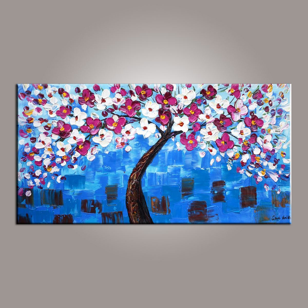 Flower Tree Painting, Abstract Art Painting, Painting on Sale, Canvas Wall Art, Dining Room Wall Art, Canvas Art, Modern Art, Contemporary Art-Silvia Home Craft