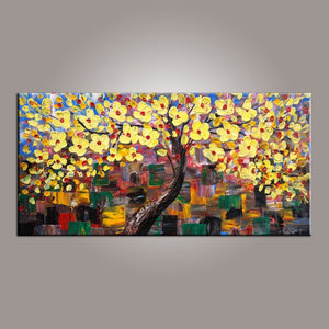 Flower Tree Painting, Canvas Wall Art, Abstract Art Painting, Painting on Sale, Dining Room Wall Art, Canvas Art, Modern Art, Contemporary Art-Silvia Home Craft