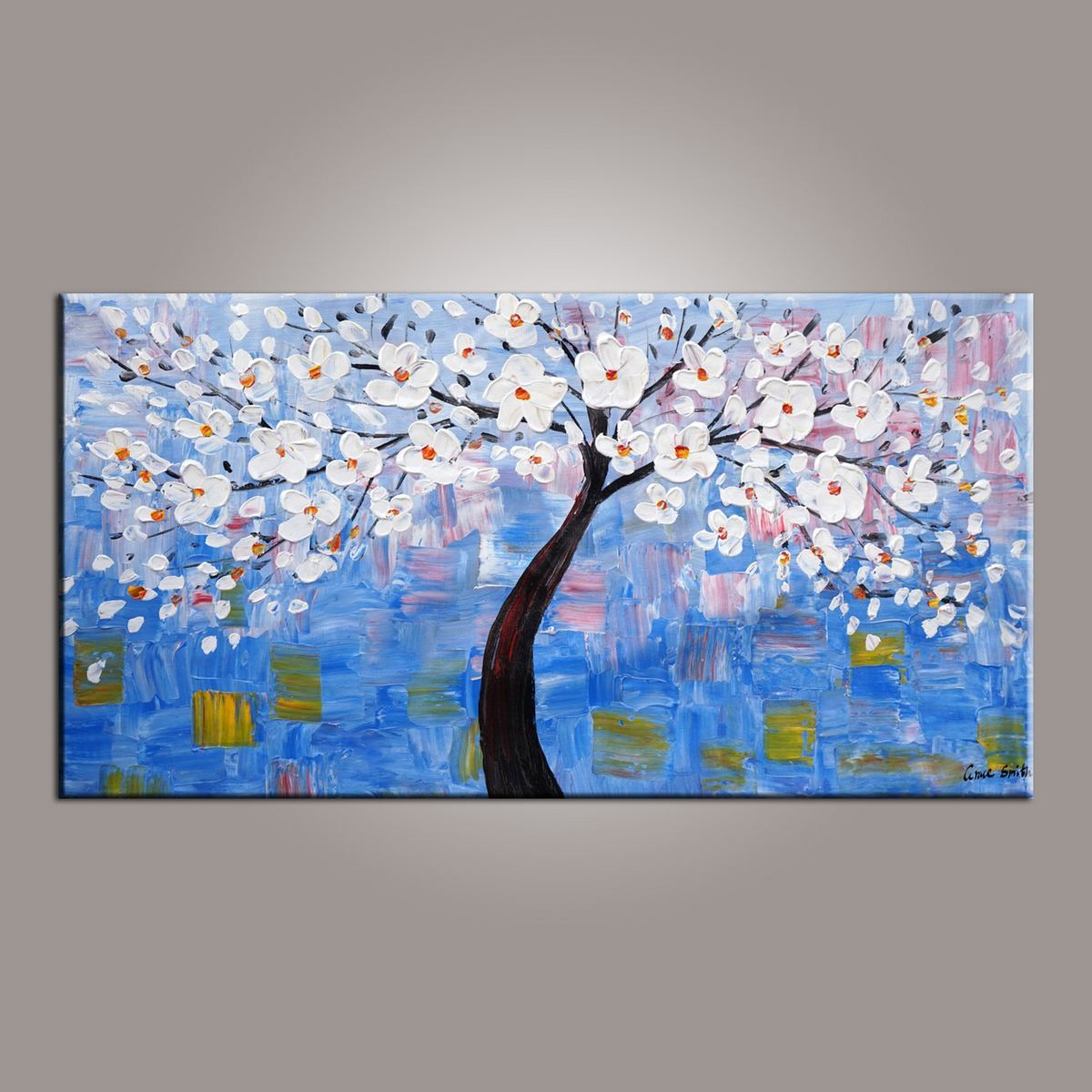 Abstract Canvas Art, Flower Tree Painting, Tree of Life Painting, Painting on Sale, Contemporary Art-Silvia Home Craft
