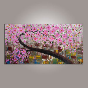 Canvas Art, Flower Tree Painting, Abstract Art Painting, Painting on Sale, Dining Room Wall Art, Art on Canvas, Modern Art, Contemporary Art-Silvia Home Craft
