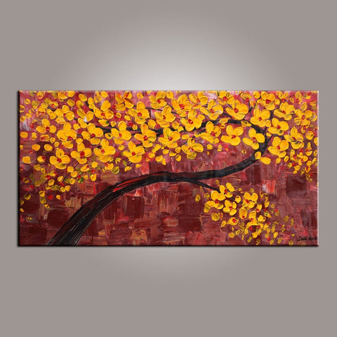 Painting on Sale, Canvas Art, Flower Tree Painting, Abstract Art Painting, Dining Room Wall Art, Art on Canvas, Modern Art, Contemporary Art-Silvia Home Craft