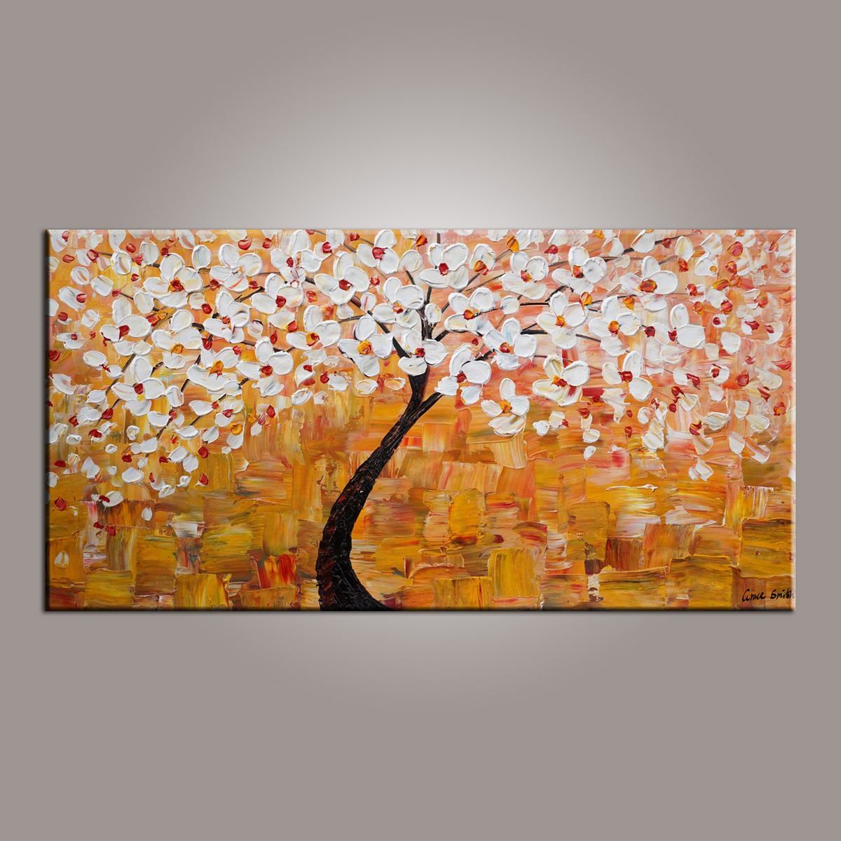 Art on Sale, Flower Tree Painting, Abstract Art Painting, Art on Canvas, Tree of Life Art, Contemporary Art-Silvia Home Craft