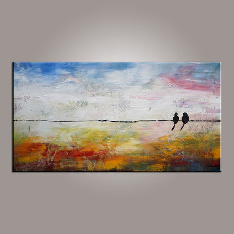 Love Birds Painting, Painting for Sale, Modern Art, Abstract Art, Contemporary Art, Abstract Art, Living Room Wall Art, Canvas Art-Silvia Home Craft