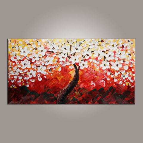 Painting for Sale, Heavy Texture Painting, Flower Oil Painting, Abstract Art Painting, Bedroom Wall Art, Contemporary Art-Silvia Home Craft