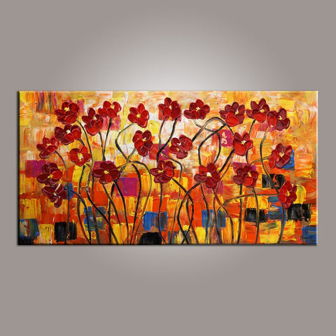 Spring Flower Painting, Canvas Wall Art, Painting for Sale, Flower Art, Abstract Art Painting, Bedroom Wall Art, Canvas Art, Modern Art, Contemporary Art-Silvia Home Craft