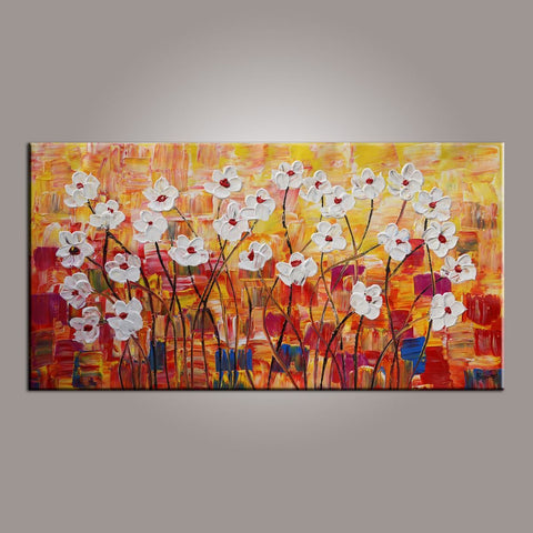 Canvas Wall Art, Painting for Sale, Flower Art, Spring Flower Painting, Abstract Art Painting, Bedroom Wall Art, Canvas Art, Modern Art, Contemporary Art-Silvia Home Craft