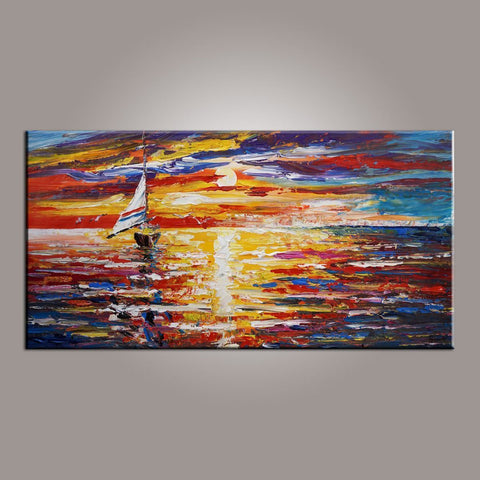 Modern Art, Contemporary Art, Boat Painting, Art Painting, Abstract Art, Abstract Art Painting, Living Room Wall Art, Canvas Art-Silvia Home Craft