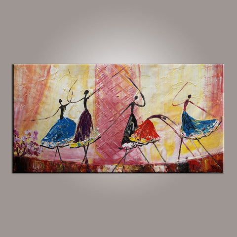 Ballet Dancer Art, Canvas Painting, Abstract Painting, Large Art, Abstract Art, Hand Painted Art, Bedroom Wall Art-Silvia Home Craft