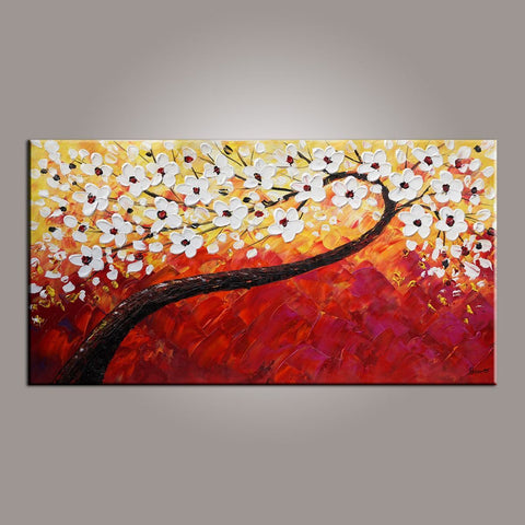 Flower Oil Painting, Painting for Sale, Tree Painting, Abstract Art Painting, Canvas Wall Art, Bedroom Wall Art, Canvas Art, Modern Art, Contemporary Art-Silvia Home Craft