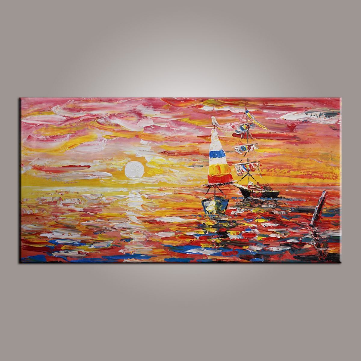 Contemporary Art, Boat Painting, Modern Art, Art Painting, Abstract Art, Living Room Wall Art, Canvas Art, Art for Sale-Silvia Home Craft