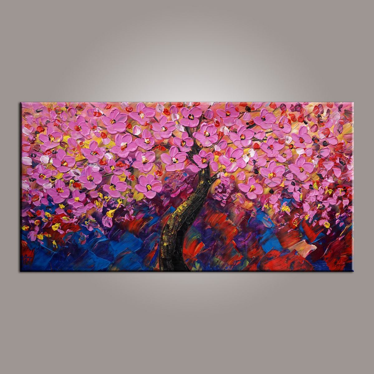Painting for Sale, Tree Painting, Abstract Art Painting, Flower Oil Painting, Canvas Wall Art, Bedroom Wall Art, Canvas Art, Modern Art, Contemporary Art-Silvia Home Craft