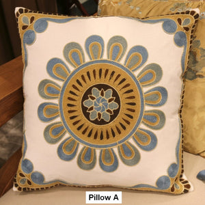 Decorative Throw Pillows for Couch, Embroider Flower Cotton Pillow Covers, Cotton Flower Decorative Pillows, Farmhouse Decorative Sofa Pillows-Silvia Home Craft