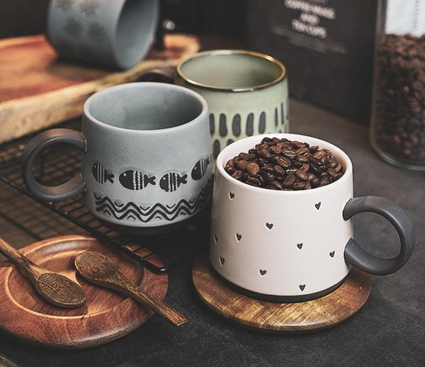 Latte Coffee Cup, Ceramic Coffee Mug, Handmade Pottery Coffee Cup, Large Coffee Cup, Large Tea Cup-Silvia Home Craft