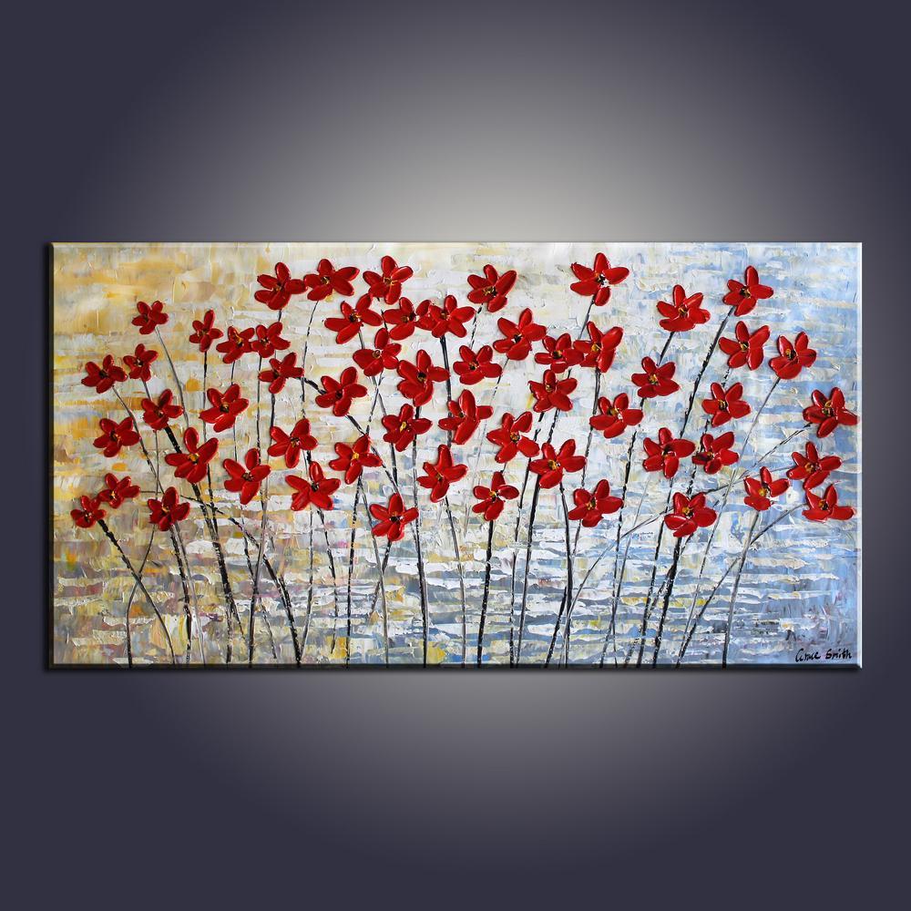 Art Painting, Flower Art, Contemporary Art, Modern Art, Abstract Art Painting, Canvas Wall Art, Living Room Wall Art, Canvas Art-Silvia Home Craft
