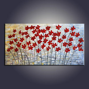Art Painting, Flower Art, Contemporary Art, Modern Art, Abstract Art Painting, Canvas Wall Art, Living Room Wall Art, Canvas Art-Silvia Home Craft