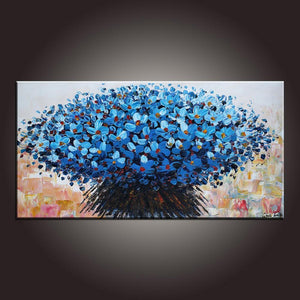 Modern Art, Flower Painting, Art on Canvas, Contemporary Art, Abstract Art Painting, Canvas Wall Art, Dining Room Wall Art, Canvas Art-Silvia Home Craft