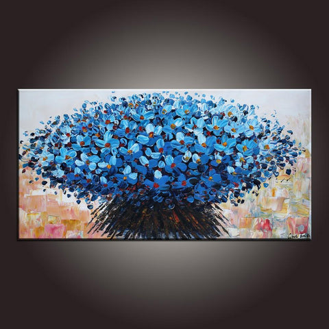 Modern Art, Flower Painting, Art on Canvas, Contemporary Art, Abstract Art Painting, Canvas Wall Art, Dining Room Wall Art, Canvas Art-Silvia Home Craft