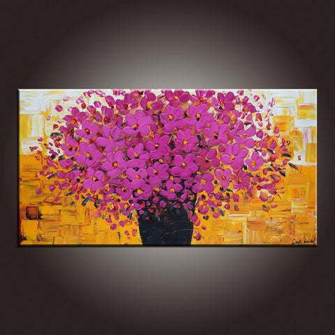 Contemporary Wall Art, Flower Painting, Modern Art, Art on Canvas, Abstract Art Painting, Canvas Painting, Dining Room Wall Art, Canvas Art-Silvia Home Craft