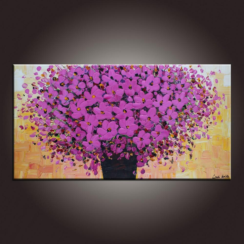 Modern Art, Art on Canvas, Contemporary Wall Art, Flower Painting, Abstract Art Painting, Canvas Painting, Dining Room Wall Art, Canvas Art-Silvia Home Craft