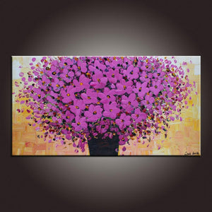 Modern Art, Art on Canvas, Contemporary Wall Art, Flower Painting, Abstract Art Painting, Canvas Painting, Dining Room Wall Art, Canvas Art-Silvia Home Craft