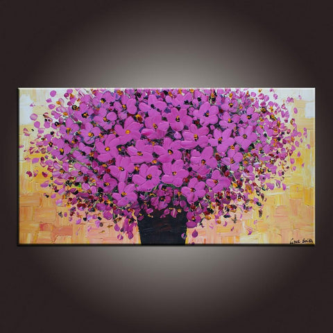 Modern Art, Art on Canvas, Contemporary Wall Art, Flower Painting, Abstract Art Painting, Canvas Painting, Dining Room Wall Art, Canvas Art-Silvia Home Craft