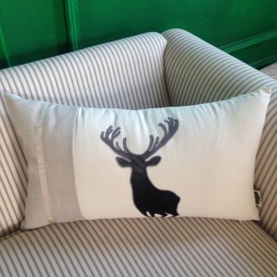 Embroider Elk Cotton Pillow Cover, Decorative Throw Pillow, Sofa Pillows, Home Decor-Silvia Home Craft