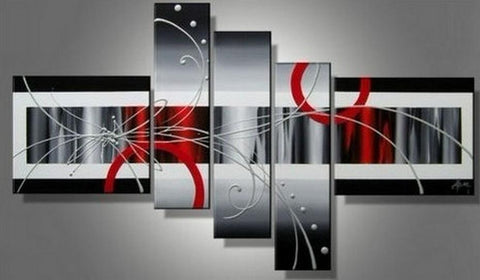 Abstract Canvas Painting, Huge Wall Art Paintings on Canvas, Acrylic Painting for Living Room, 5 Piece Wall Painting, Hand Painted Art-Silvia Home Craft