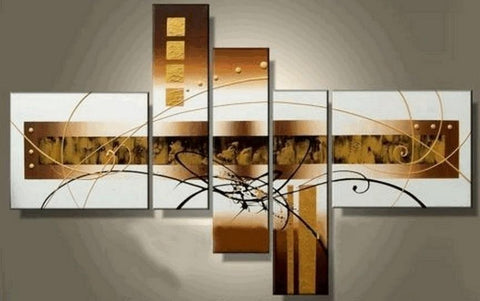 Canvas Painting, Hand Painted Art, Group Art, Huge Wall Art, Acrylic Art, 5 Piece Wall Art, Large Wall Art, Abstract Painting, Abstract Art, Canvas Painting-Silvia Home Craft