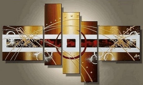 Hand Painted Art, XL Wall Art, Acrylic Art, 5 Piece Wall Art, Large Wall Art, Abstract Painting, Abstract Art, Canvas Painting-Silvia Home Craft