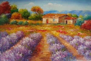 Oil Painting, Canvas Art, Autumn Painting, Lavender Field, Canvas Painting, Landscape Painting, Wall Art, Large Painting, Kitchen Wall Art-Silvia Home Craft