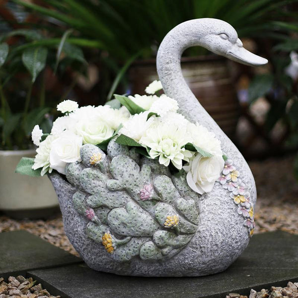 Extra Large Swan Flower Pot, Animal Statue for Garden Ornament, Swan Statues, Villa Courtyard Decor, Outdoor Decoration Ideas, Garden Ideas-Silvia Home Craft