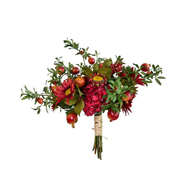 Beautiful Flower Arrangement for Home Decoration, Large Bunch of Pomegranate Branch, Table Centerpiece, Real Touch Artificial Floral for Dining Room-Silvia Home Craft