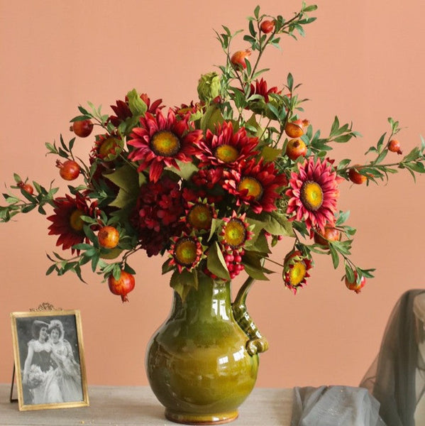 Beautiful Flower Arrangement for Home Decoration, Large Bunch of Pomegranate Branch, Table Centerpiece, Real Touch Artificial Floral for Dining Room-Silvia Home Craft