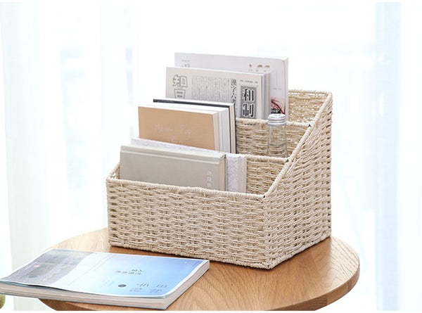 Woven Straw File Folder Racks, Storage File Folder, File Box-Silvia Home Craft