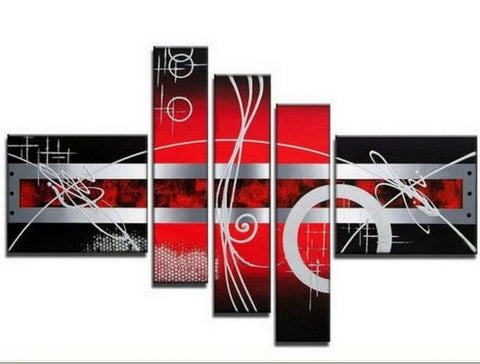 Canvas Wall Art, Canvas Painting, Huge Art, 5 Piece Wall Art, Large Wall Art, Abstract Painting, Hand Painted Art, Group Art-Silvia Home Craft