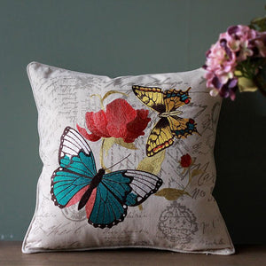 Decorative Throw Pillows, Butterfly Cotton and linen Pillow Cover, Sofa Decorative Pillows, Decorative Pillows for Couch-Silvia Home Craft