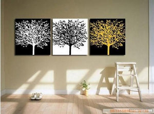 Black and White Art, Abstract Painting, 3 Piece Canvas Painting, Modern Art, Huge Painting, Tree of Life Art Painting-Silvia Home Craft