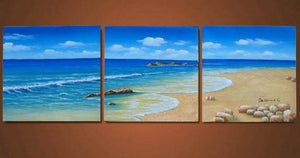 Seashore Painting, Landscape Art, Canvas Painting, Wall Art, Large Oil Painting, Living Room Wall Art, Modern Art, 3 Piece Wall Art, Huge Painting
