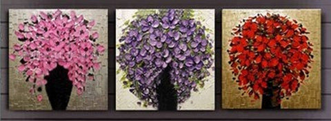 Flower Art, Heavy Texture Art, Wall Art, Large Oil Painting, Living Room Wall Art, 3 Piece Wall Art, Huge Painting-Silvia Home Craft