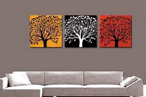 Tree of Life Painting, Abstract Painting, Large Oil Painting, Living Room Wall Art, Modern Art, 3 Piece Wall Art, Huge Art-Silvia Home Craft
