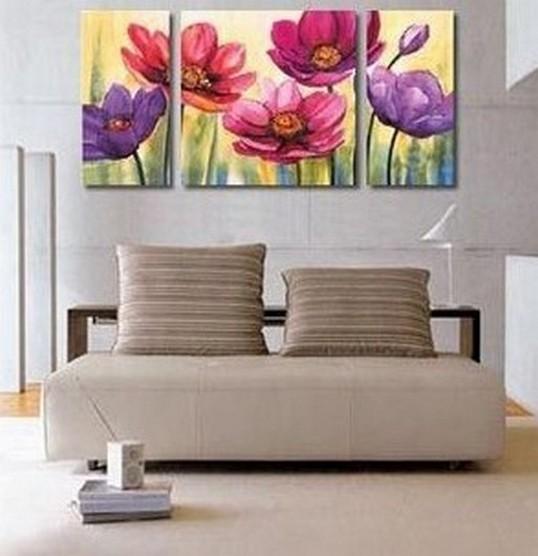 Flower Painting, Canvas Wall Art, Abstract Art, Canvas Painting, Large Oil Painting, Living Room Wall Art, Modern Art, 3 Piece Art, Huge Art-Silvia Home Craft