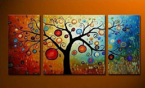Heavy Texture Painting, Tree of Life Painting, 3 Piece Canvas Painting, Extra Large Painting, Huge Art-Silvia Home Craft
