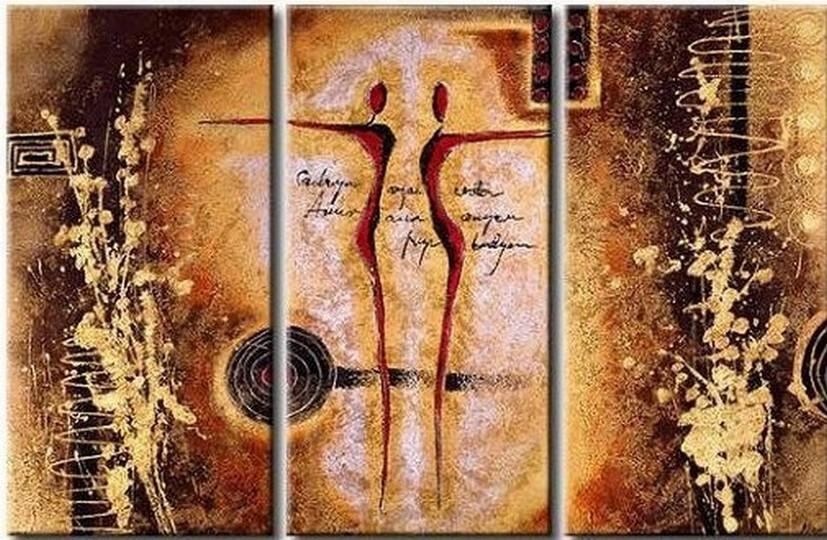Large Painting, Abtract Figure Art, Canvas Wall Art, Art Painting, Abstract Art, Abstract Painting, Contemporary Art, 3 Piece Wall Art, Canvas Art-Silvia Home Craft