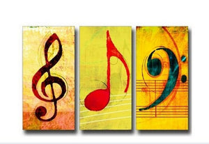 Musical Notes, Abstract Painting, Large Painting, Living Room Wall Art, Contemporary Art, 3 Piece Oil Painting, Canvas Wall Art, Ready to Hang-Silvia Home Craft