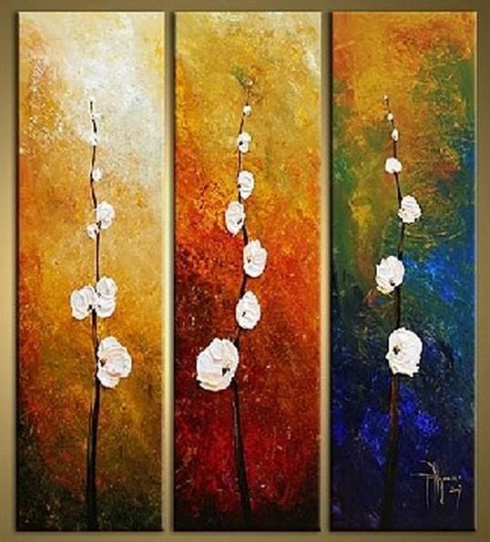 Flower Art, Bedroom Wall Art, Canvas Painting, Abstract Art, Large Art, Wall Painting, Abstract Painting, Acrylic Art, 3 Piece Wall Art, Canvas Art-Silvia Home Craft